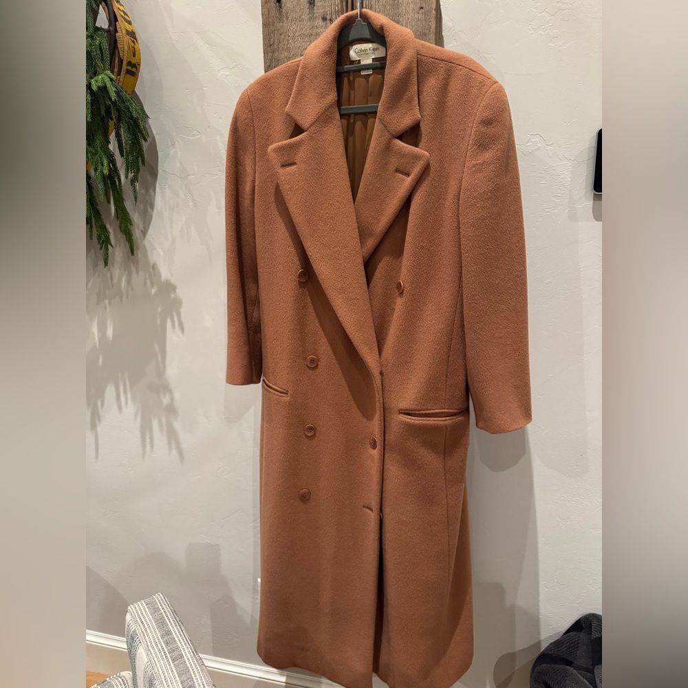 Calvin Klein Cashmere Wool Blend Double Breasted Coat